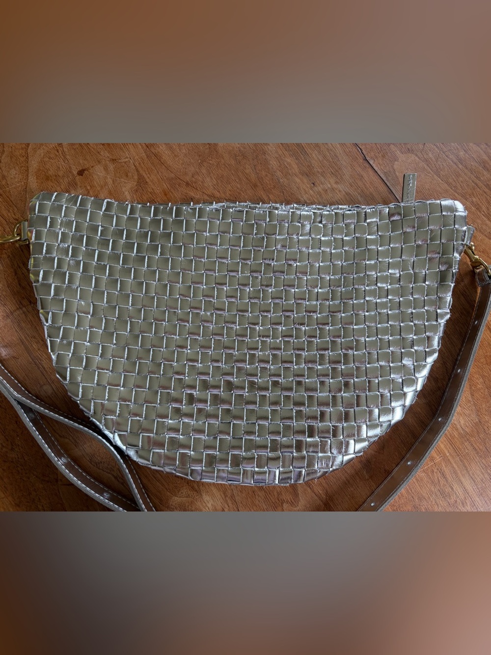 Clare V. Grande Fanny Woven Metallic Silver Crossbody Bag - Picture 5 of 16